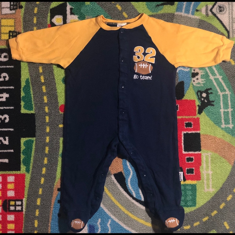 Lamaze Baby Boy Sleeper – Blue & Yellow | Football Embroidery | Size